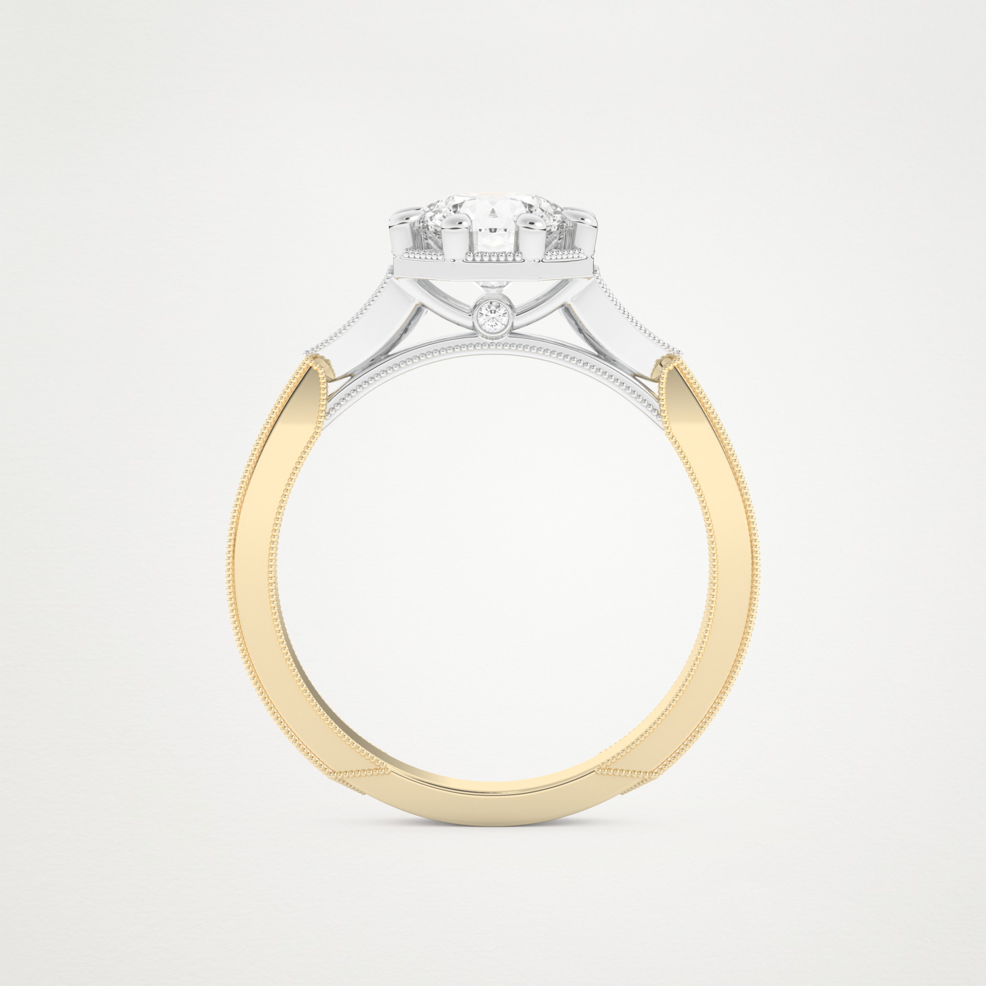 Round Milgrain Pave Lab Grown Diamond Engagement Ring