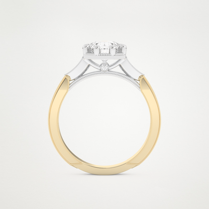 Round Milgrain Pave Lab Grown Diamond Engagement Ring