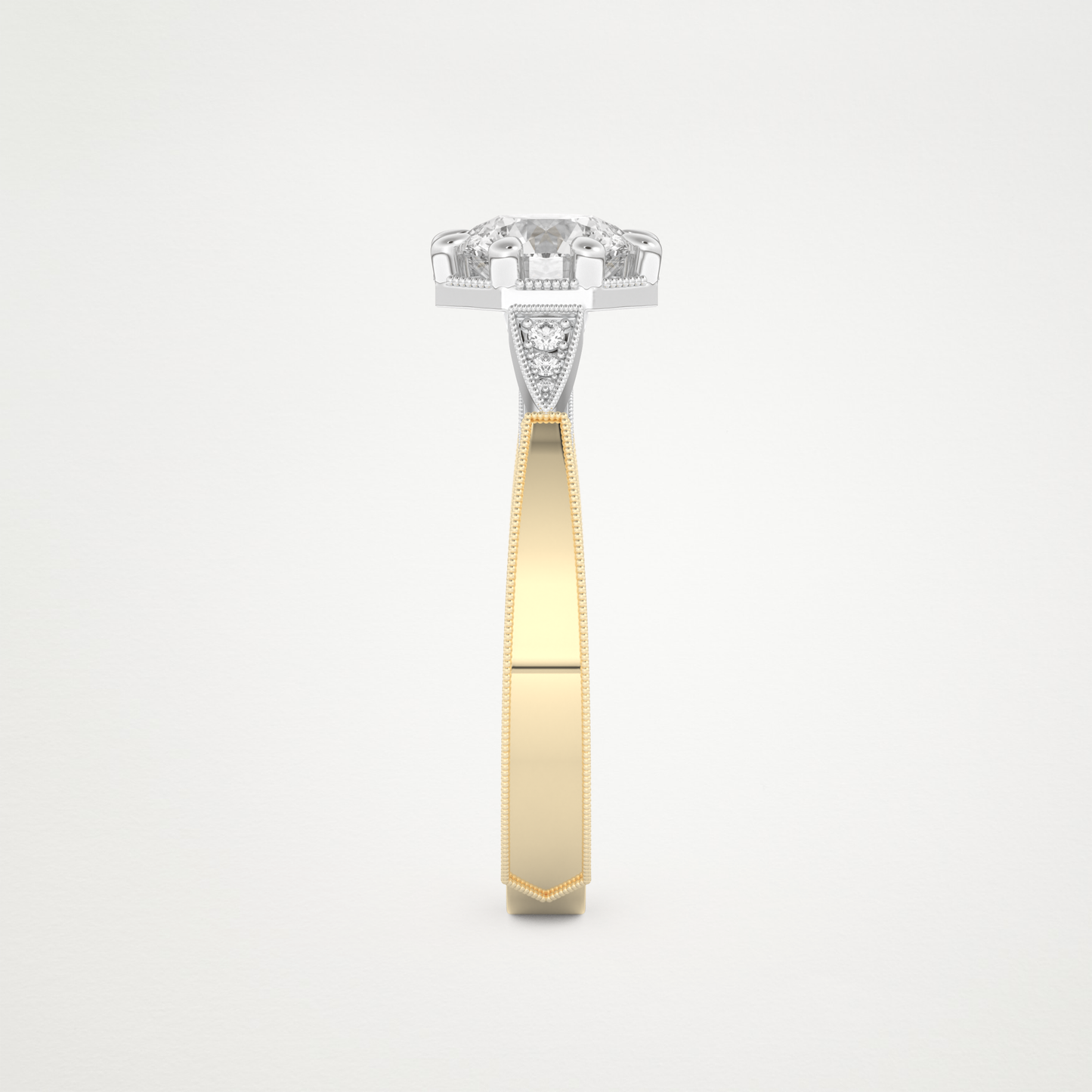 Round Milgrain Pave Lab Grown Diamond Engagement Ring