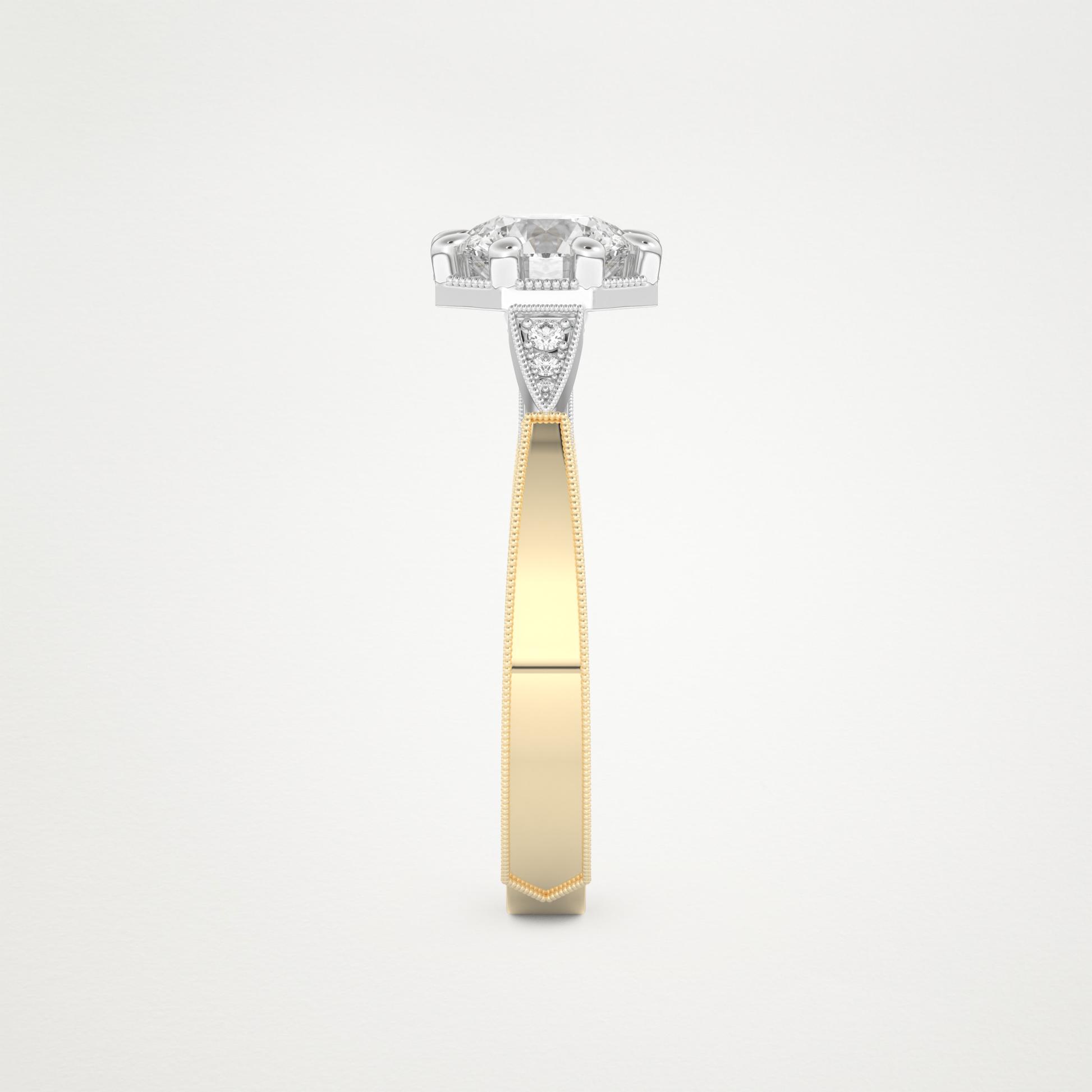 Round Milgrain Pave Lab Grown Diamond Engagement Ring