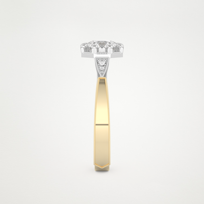 Round Milgrain Pave Lab Grown Diamond Engagement Ring