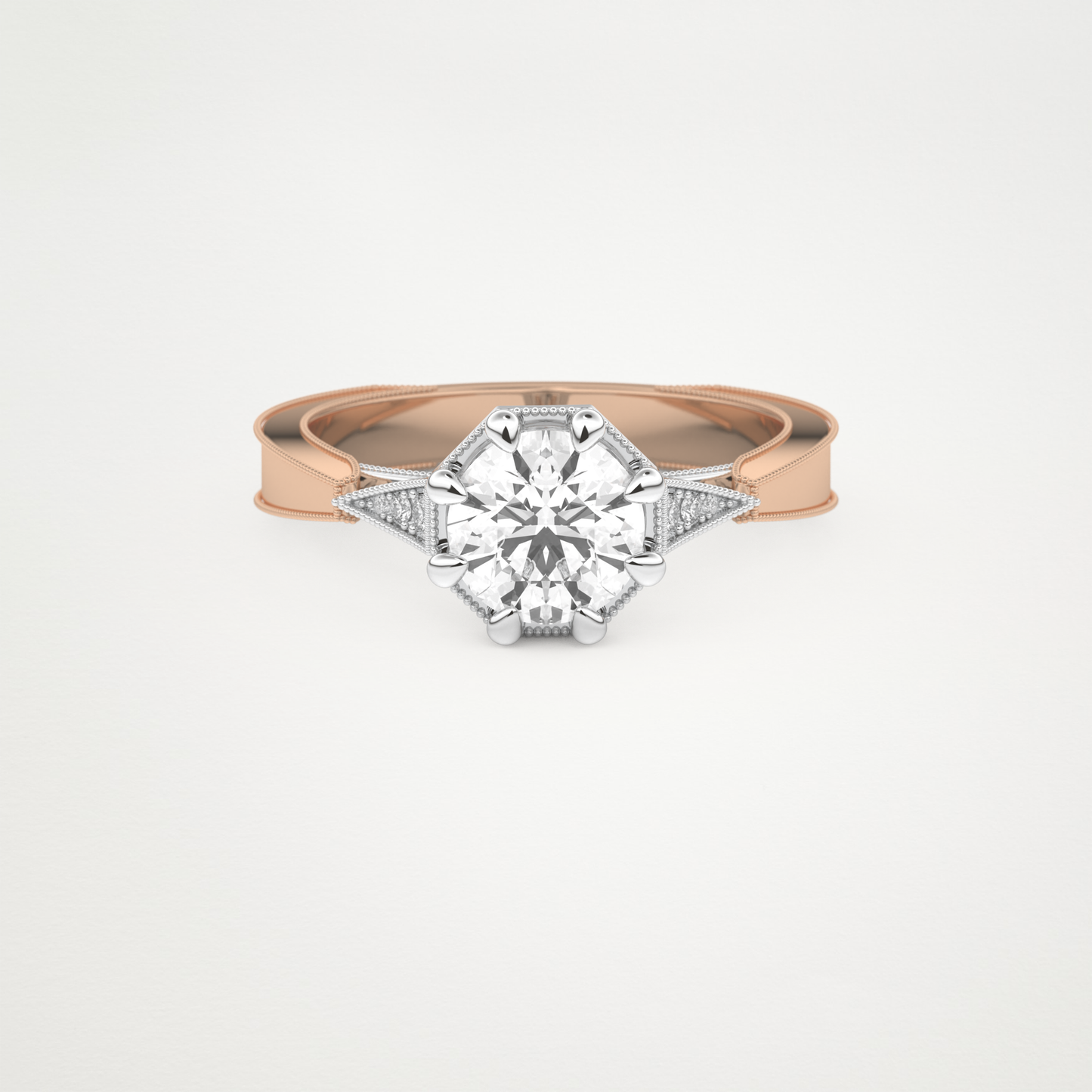 Round Milgrain Pave Lab Grown Diamond Engagement Ring