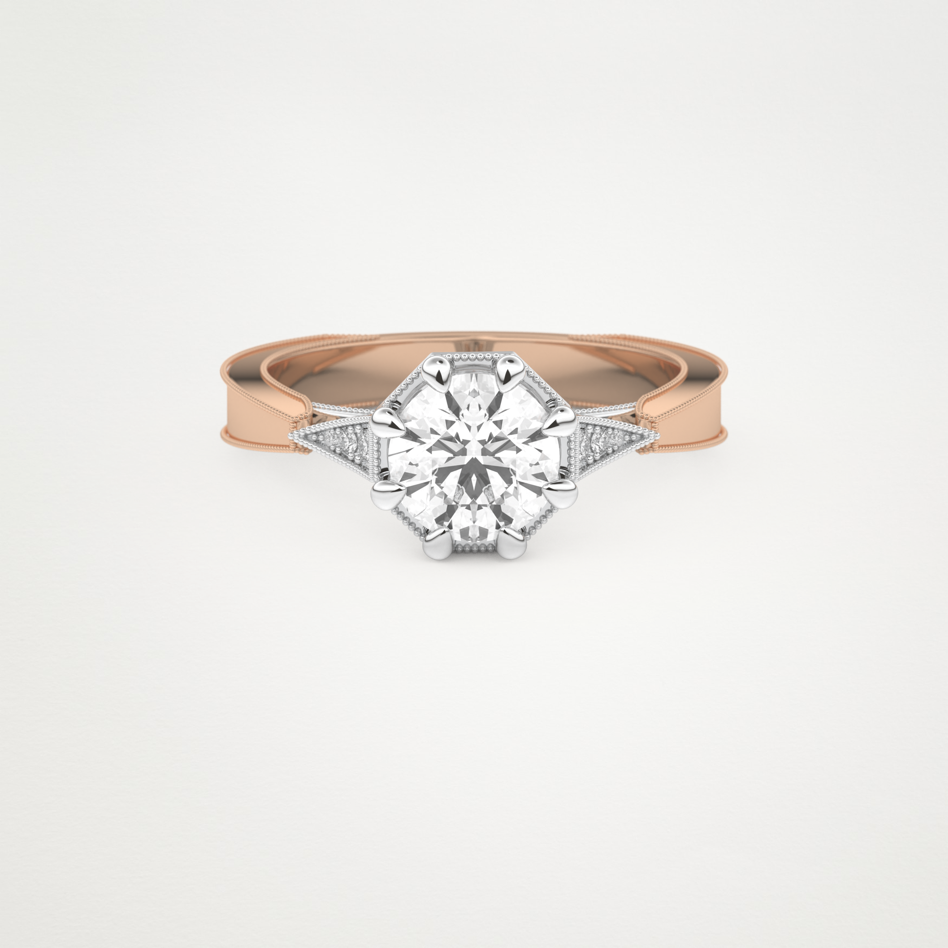 Round Milgrain Pave Lab Grown Diamond Engagement Ring