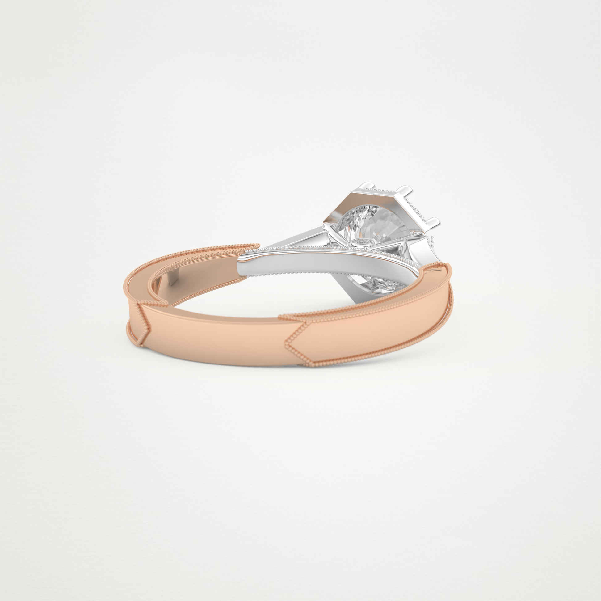 Round Milgrain Pave Lab Grown Diamond Engagement Ring