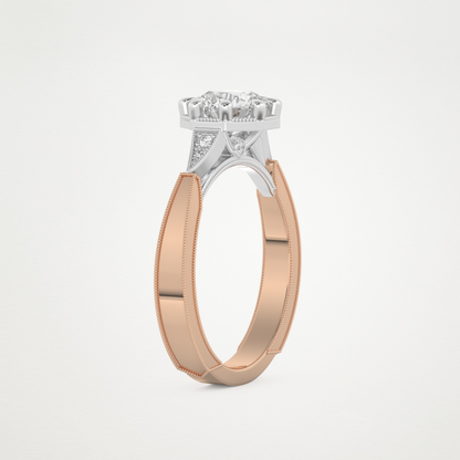Round Milgrain Pave Lab Grown Diamond Engagement Ring