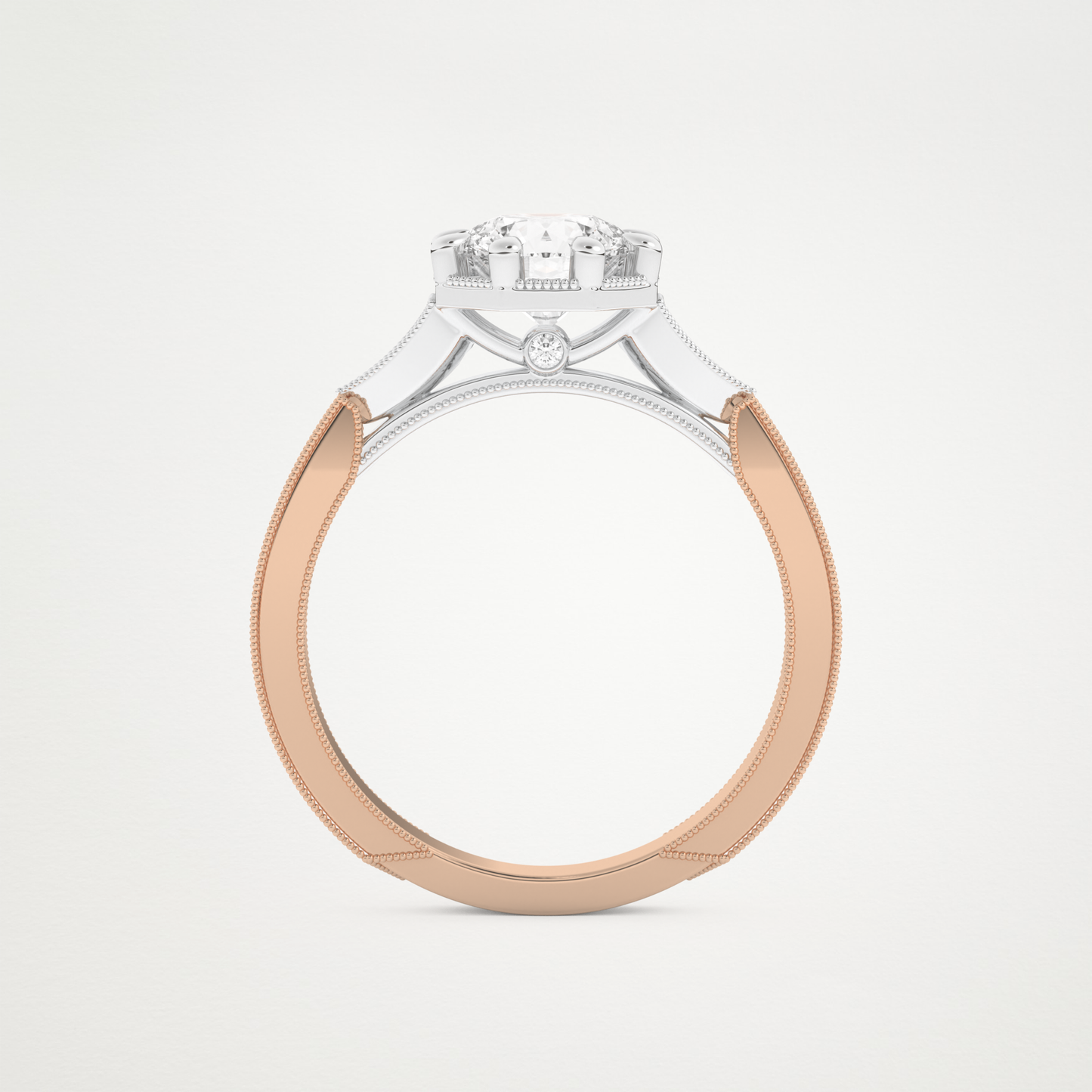 Round Milgrain Pave Lab Grown Diamond Engagement Ring