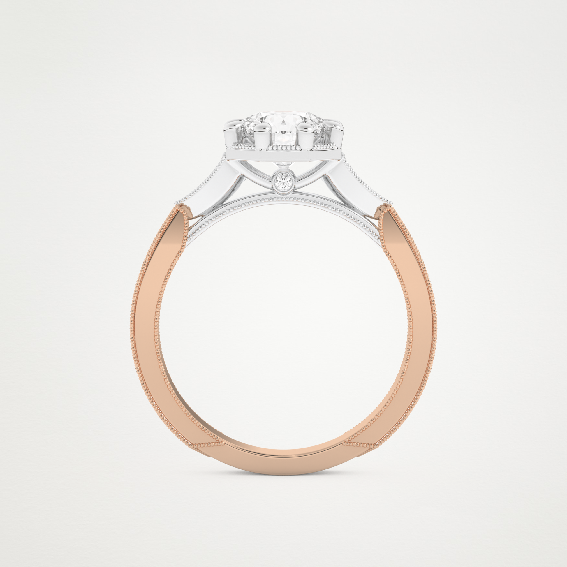 Round Milgrain Pave Lab Grown Diamond Engagement Ring