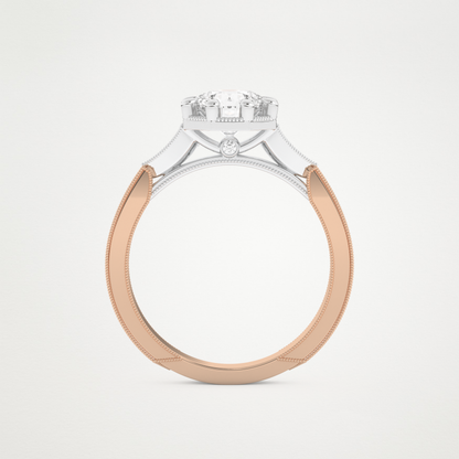 Round Milgrain Pave Lab Grown Diamond Engagement Ring