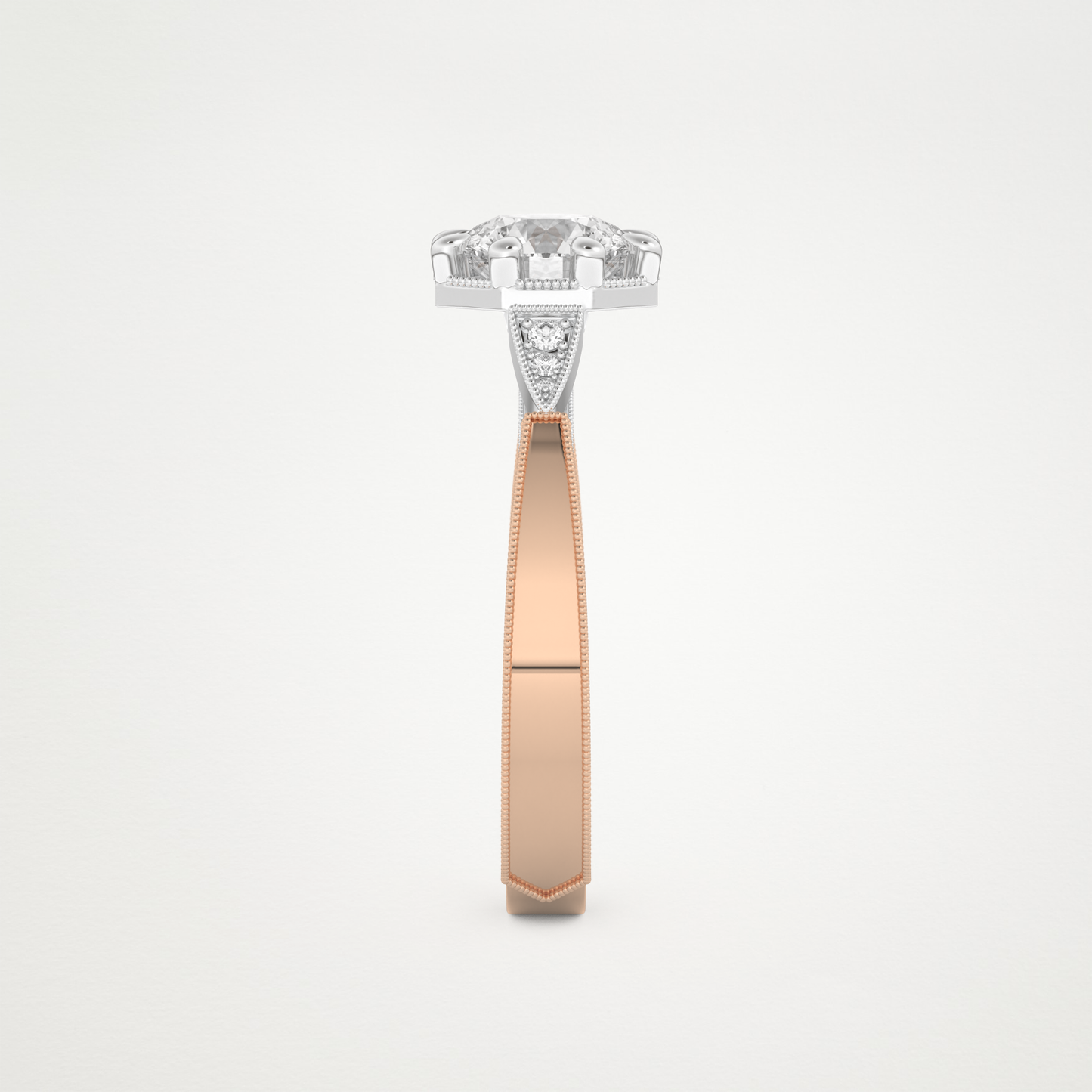 Round Milgrain Pave Lab Grown Diamond Engagement Ring