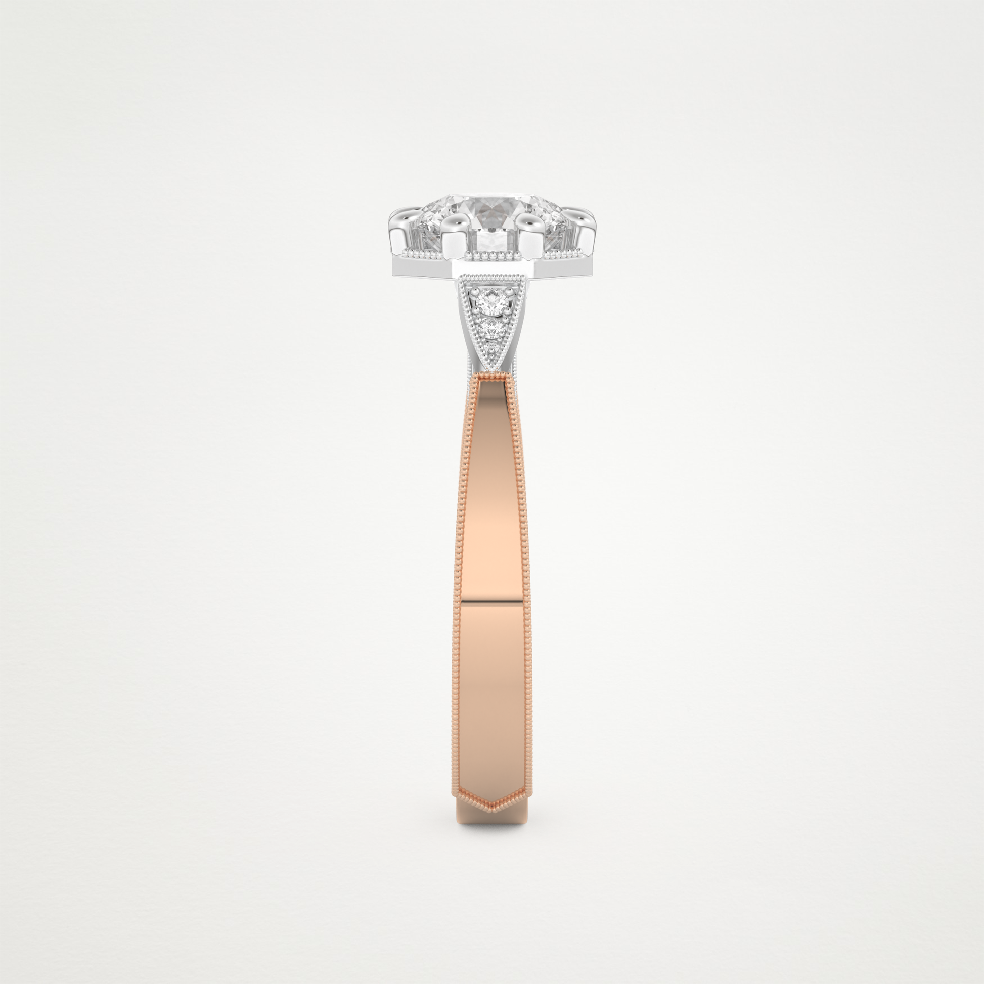 Round Milgrain Pave Lab Grown Diamond Engagement Ring
