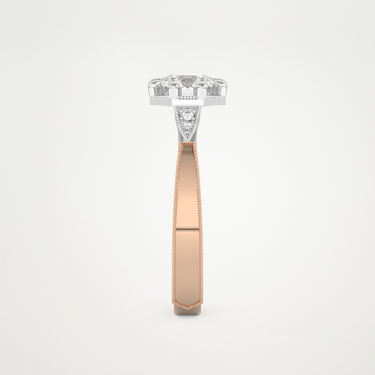Round Milgrain Pave Lab Grown Diamond Engagement Ring