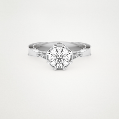 Round Milgrain Pave Lab Grown Diamond Engagement Ring