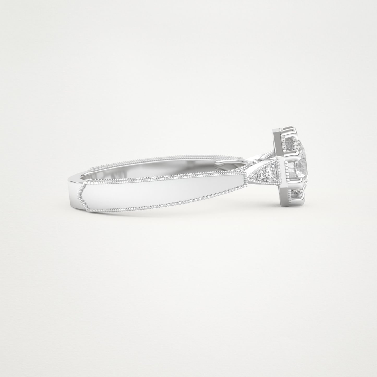 Round Milgrain Pave Lab Grown Diamond Engagement Ring