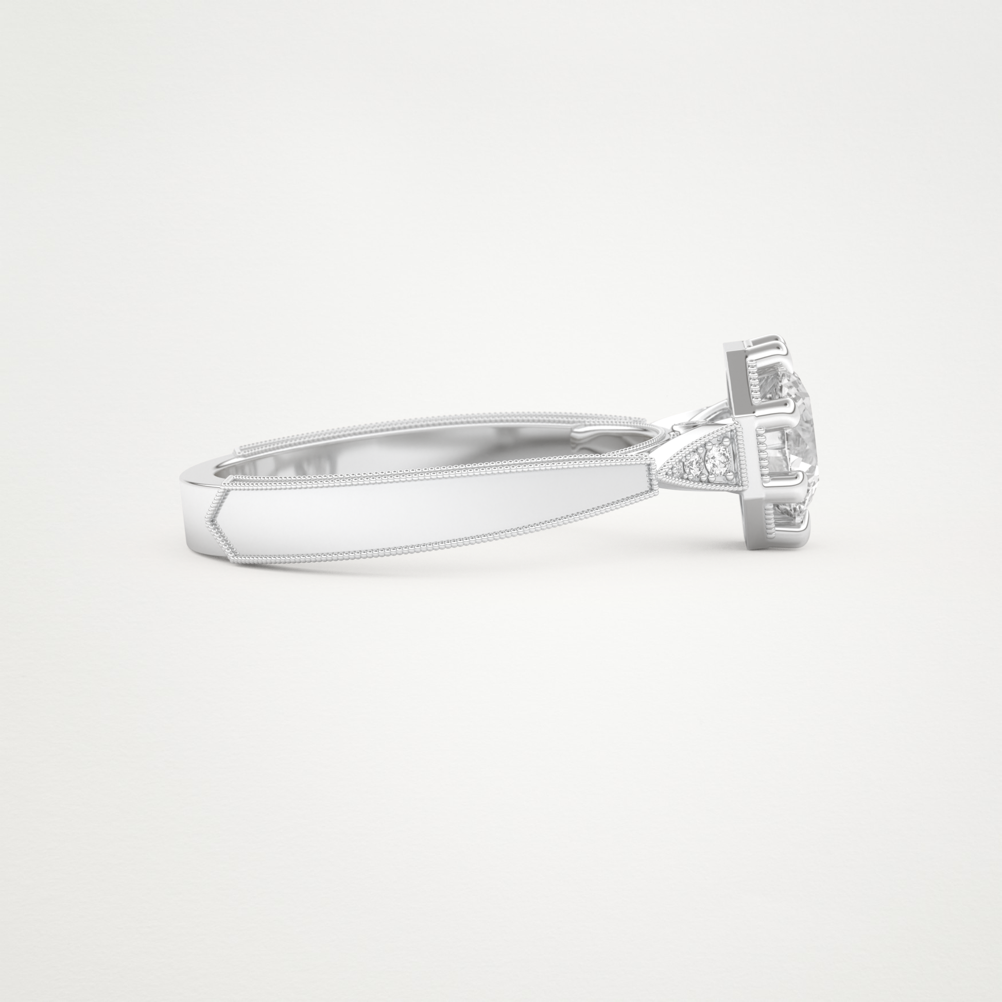 Round Milgrain Pave Lab Grown Diamond Engagement Ring