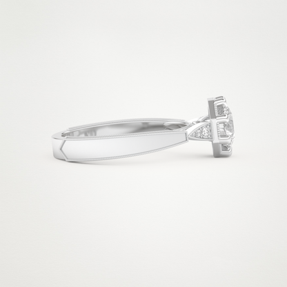 Round Milgrain Pave Lab Grown Diamond Engagement Ring