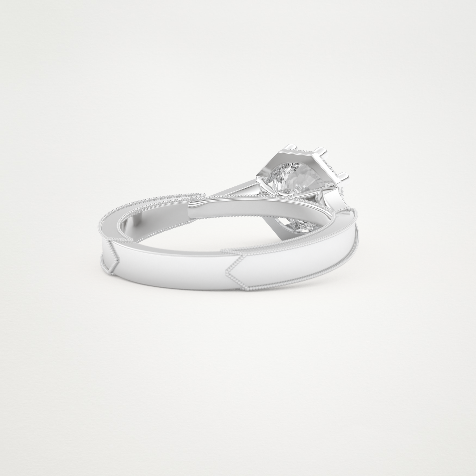 Round Milgrain Pave Lab Grown Diamond Engagement Ring