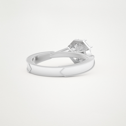 Round Milgrain Pave Lab Grown Diamond Engagement Ring