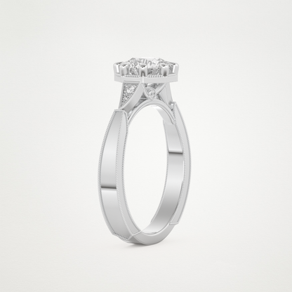 Round Milgrain Pave Lab Grown Diamond Engagement Ring