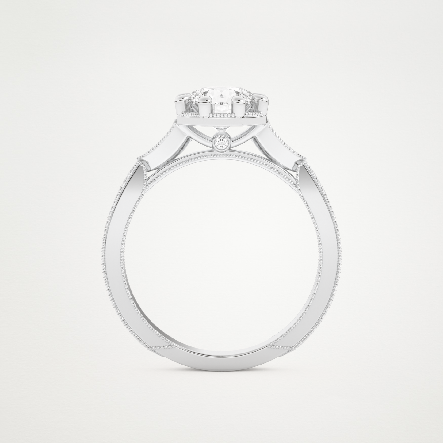 Round Milgrain Pave Lab Grown Diamond Engagement Ring
