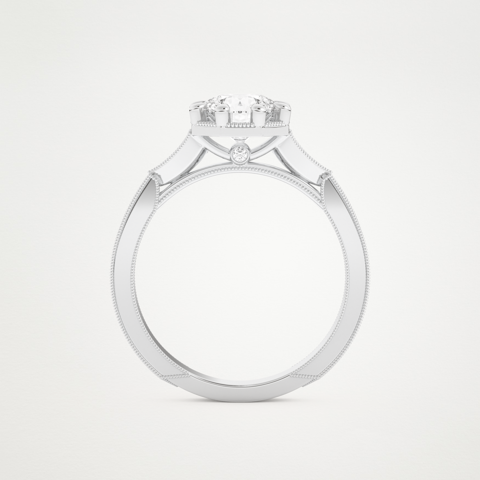 Round Milgrain Pave Lab Grown Diamond Engagement Ring