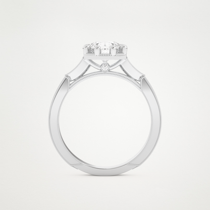 Round Milgrain Pave Lab Grown Diamond Engagement Ring
