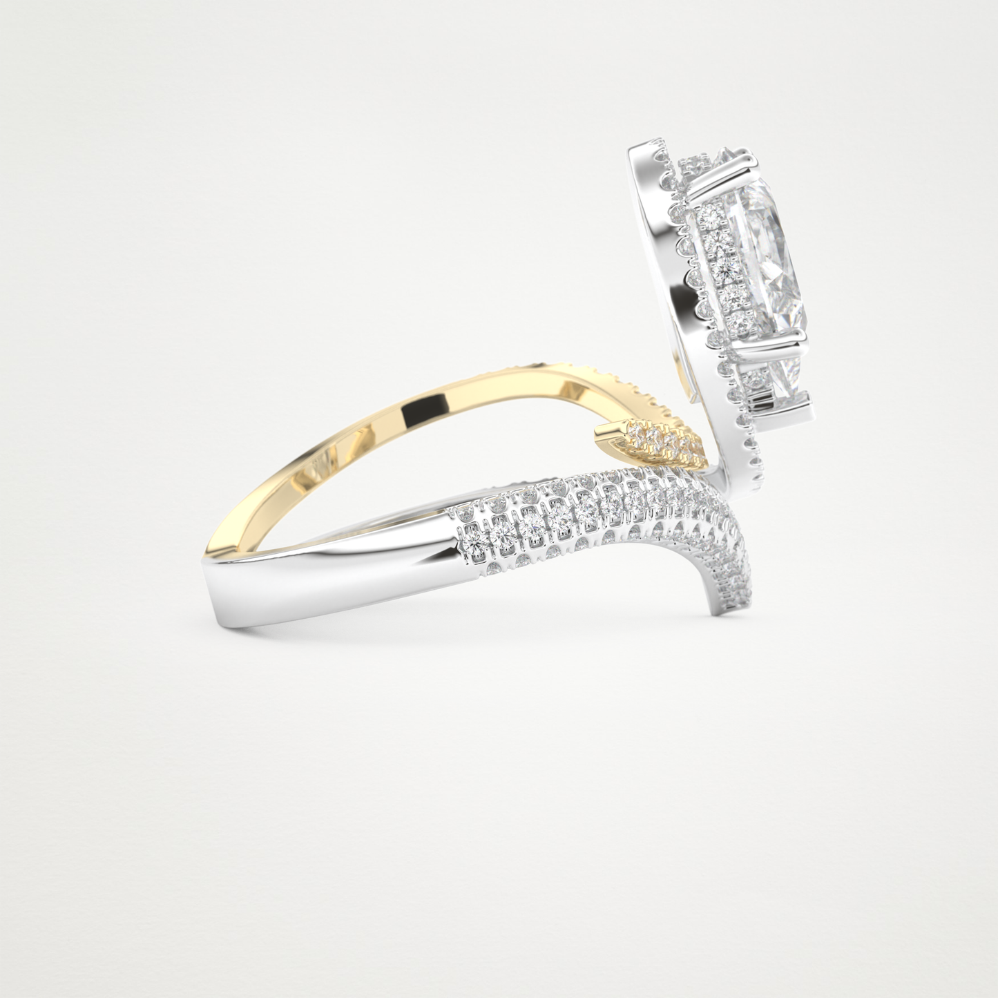 Pear Halo & Pave Lab Grown Diamond Engagement Ring
