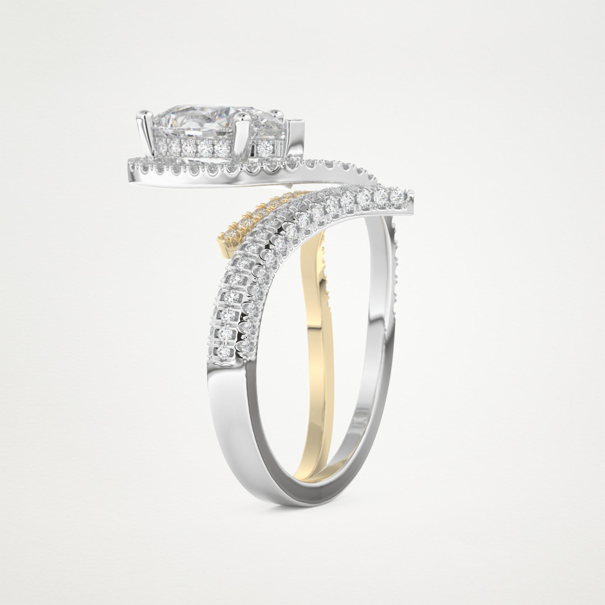 Pear Halo & Pave Lab Grown Diamond Engagement Ring