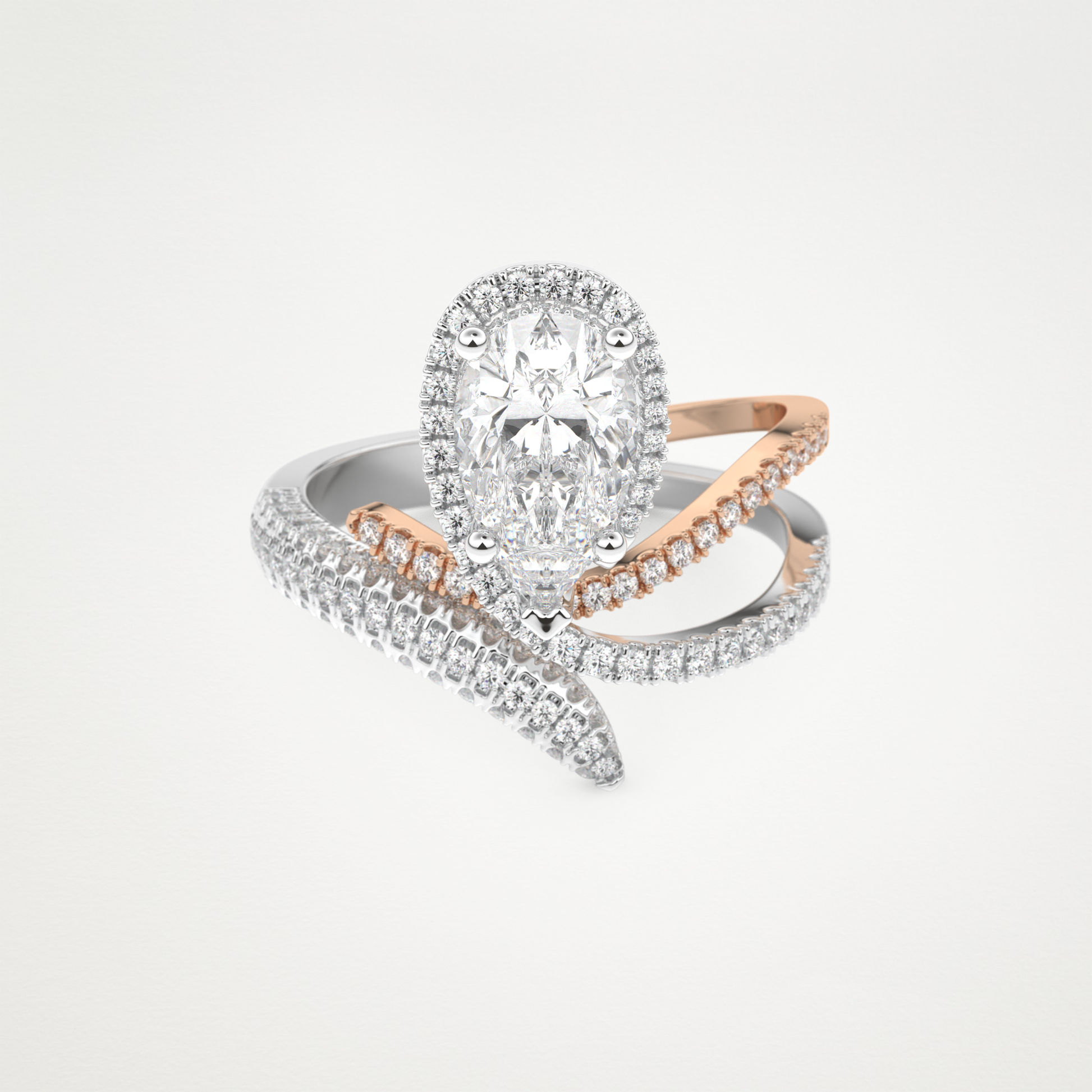 Pear Halo & Pave Lab Grown Diamond Engagement Ring