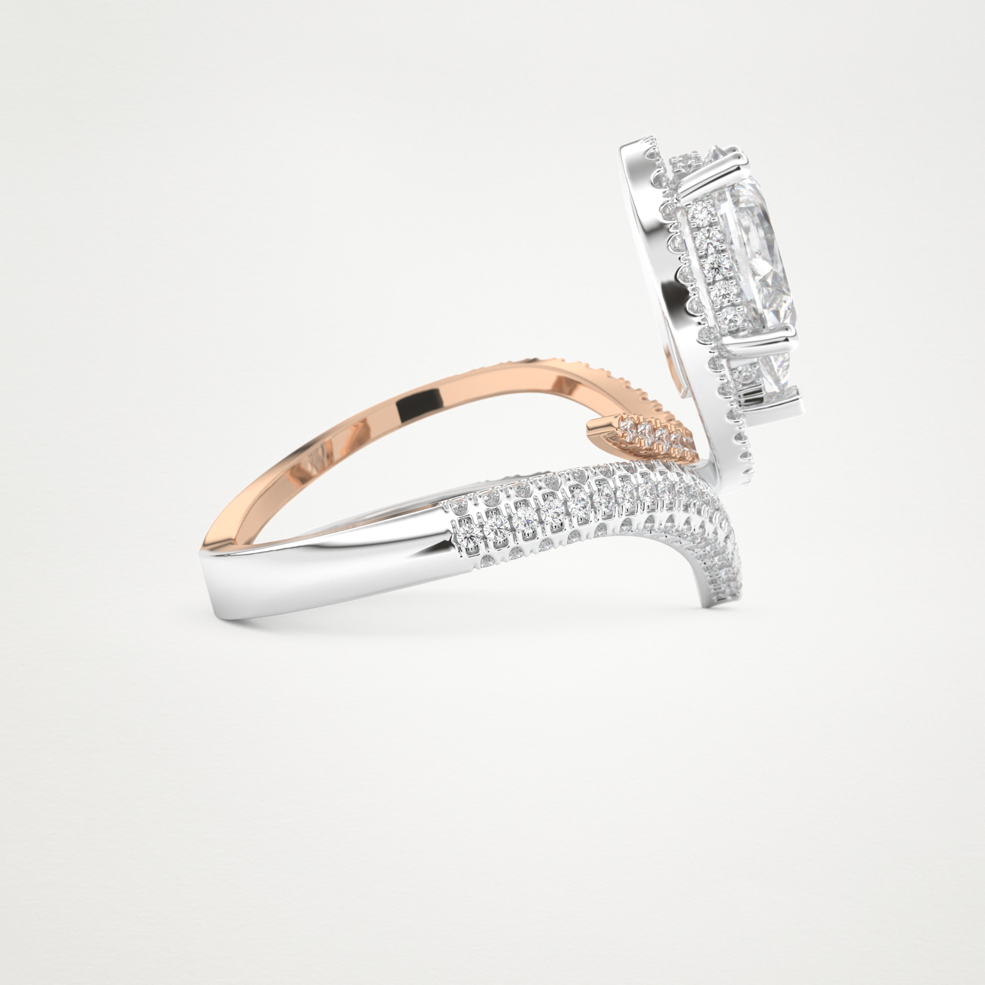 Pear Halo & Pave Lab Grown Diamond Engagement Ring