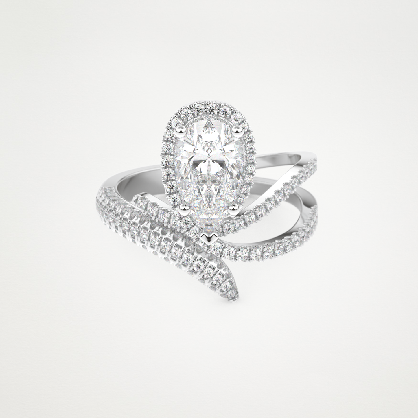 Pear Halo & Pave Lab Grown Diamond Engagement Ring