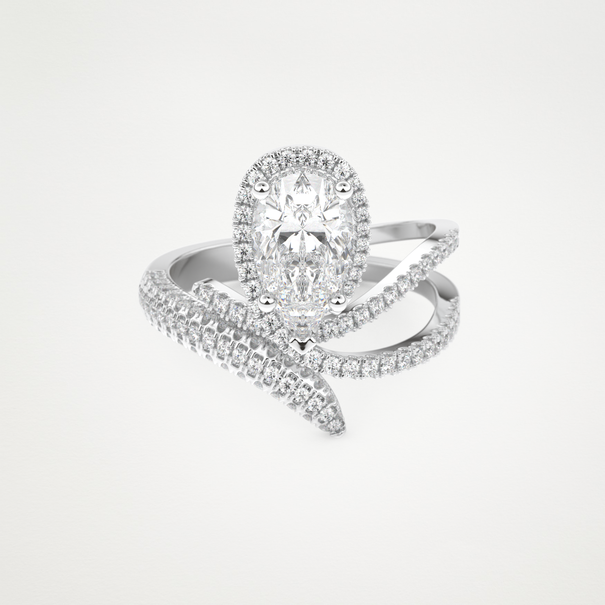 Pear Halo & Pave Lab Grown Diamond Engagement Ring