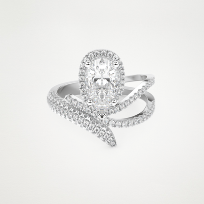 Pear Halo & Pave Lab Grown Diamond Engagement Ring
