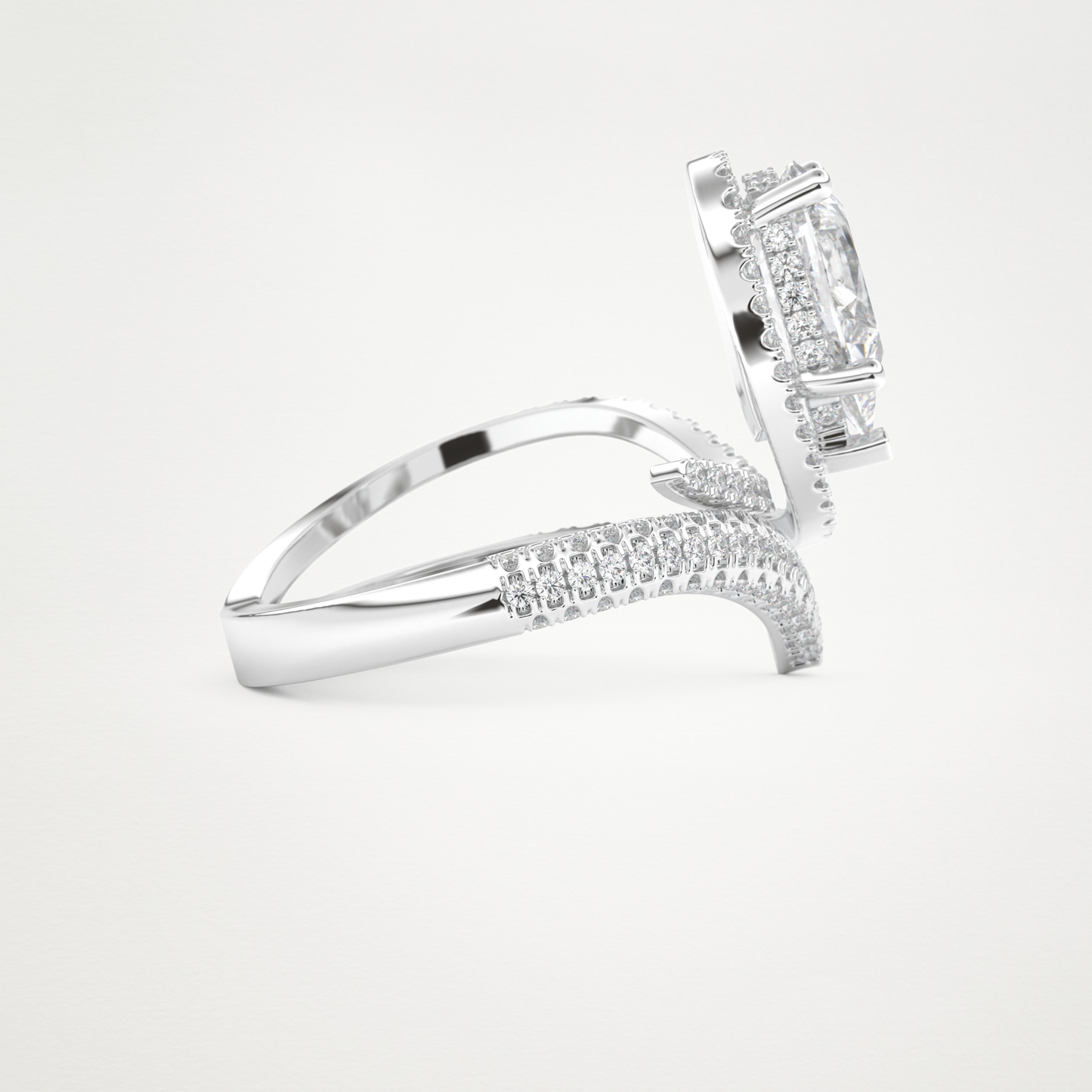 Pear Halo & Pave Lab Grown Diamond Engagement Ring