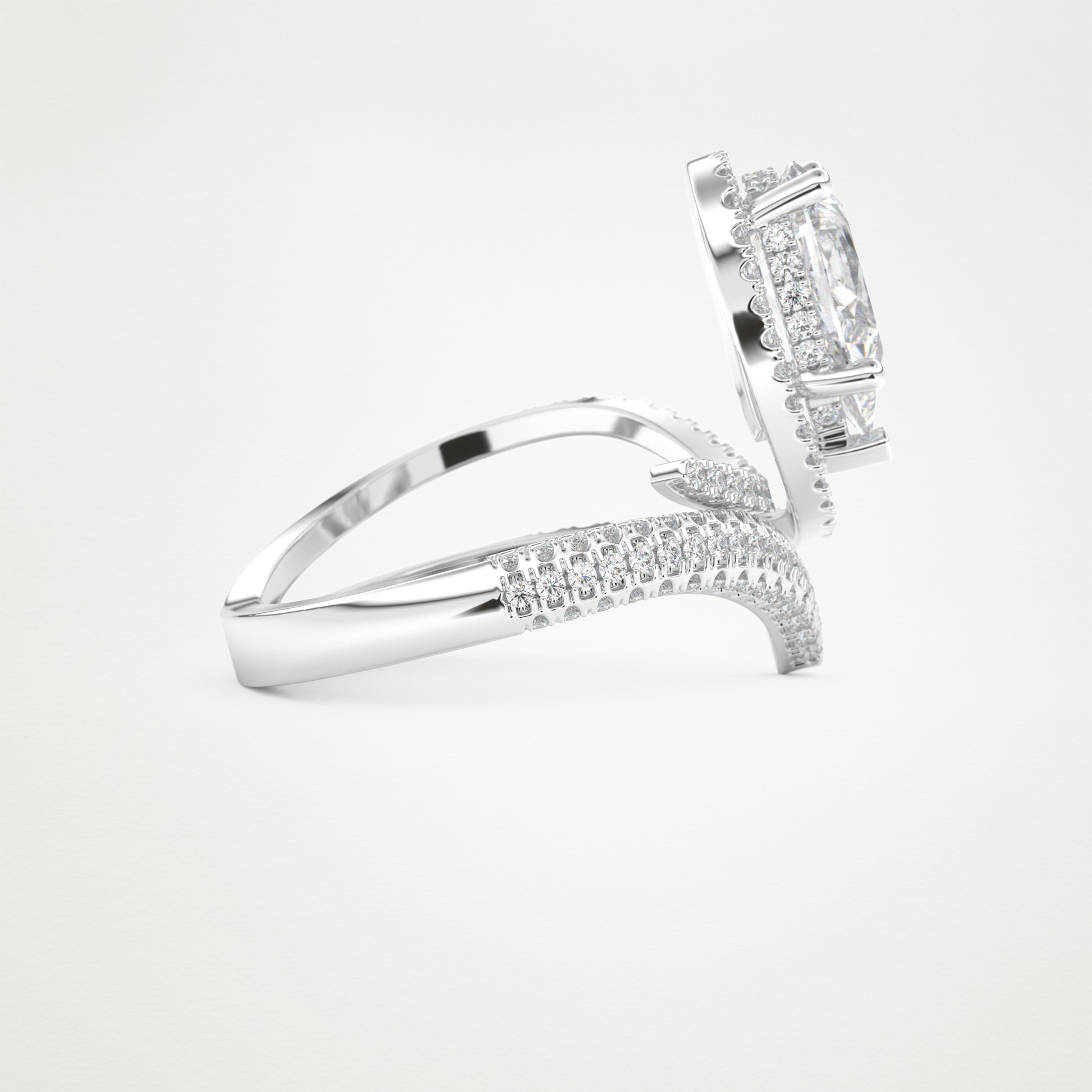 Pear Halo & Pave Lab Grown Diamond Engagement Ring