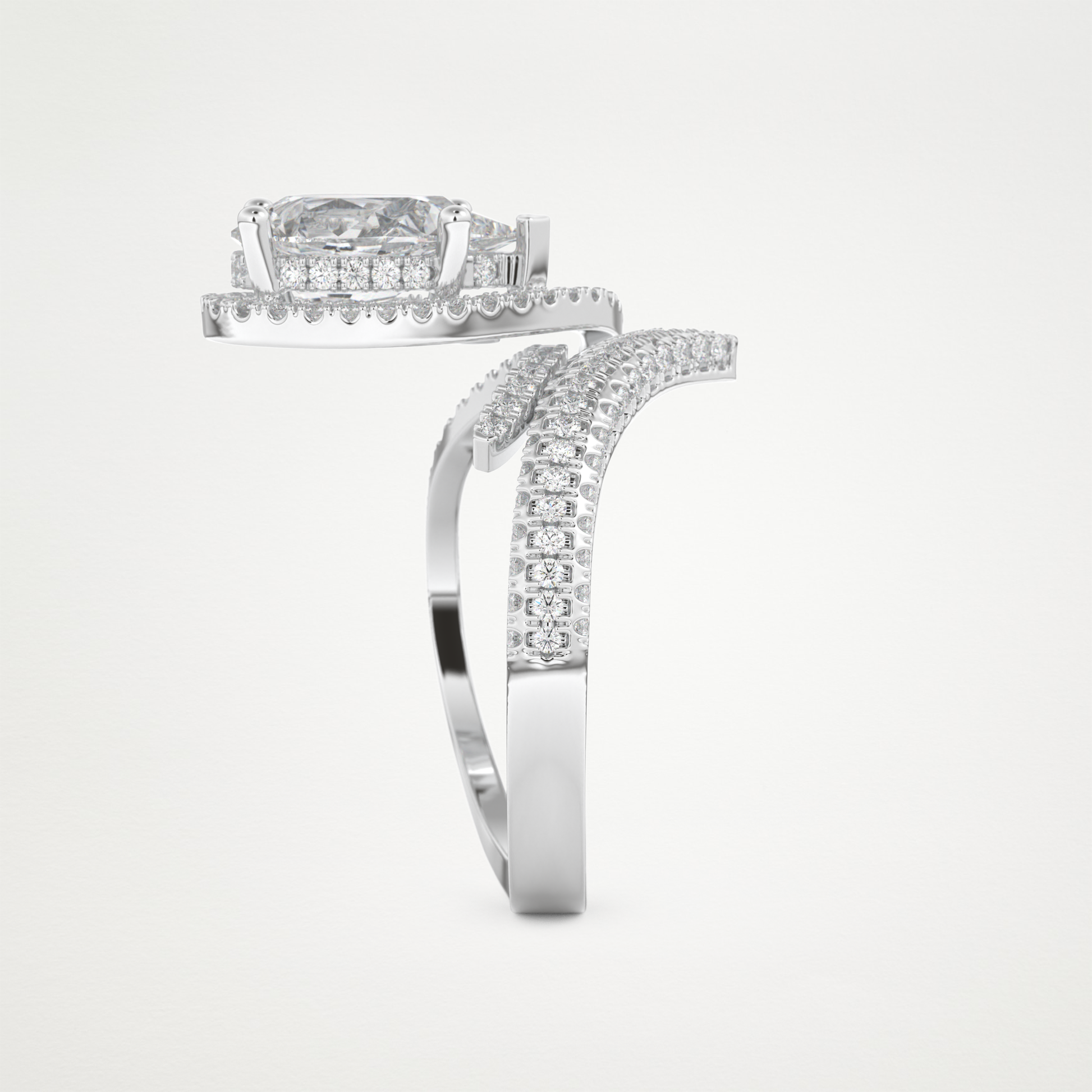 Pear Halo & Pave Lab Grown Diamond Engagement Ring
