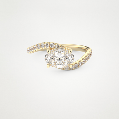 East West Oval Swirl & Pave Lab Grown Diamond Engagement Ring