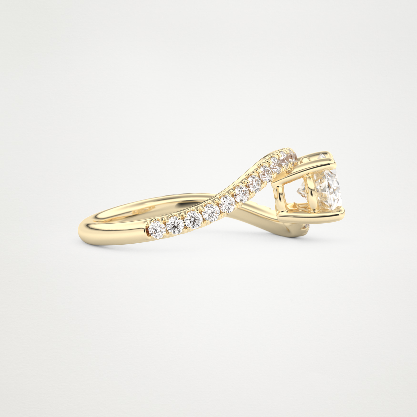 East West Oval Swirl & Pave Lab Grown Diamond Engagement Ring