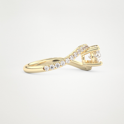 East West Oval Swirl & Pave Lab Grown Diamond Engagement Ring
