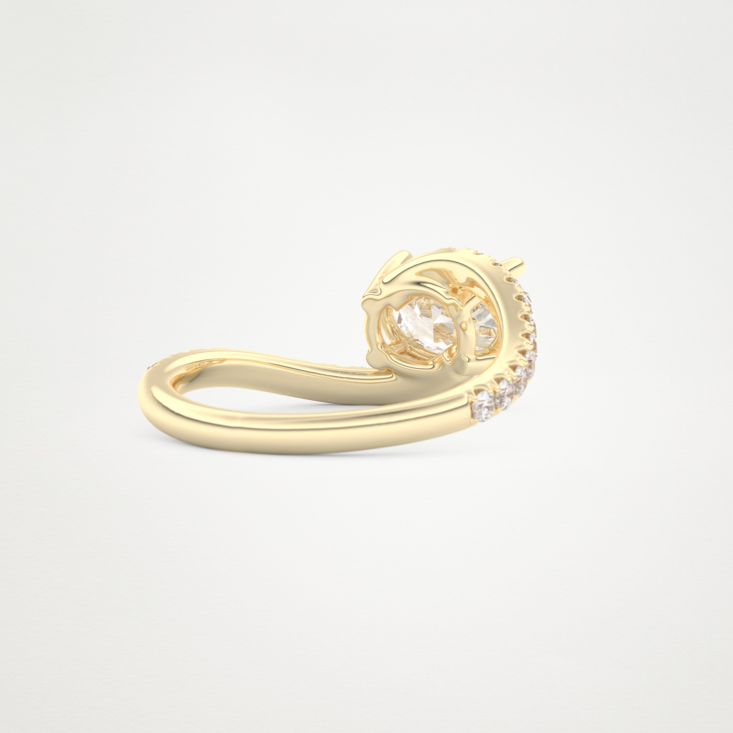 East West Oval Swirl & Pave Lab Grown Diamond Engagement Ring