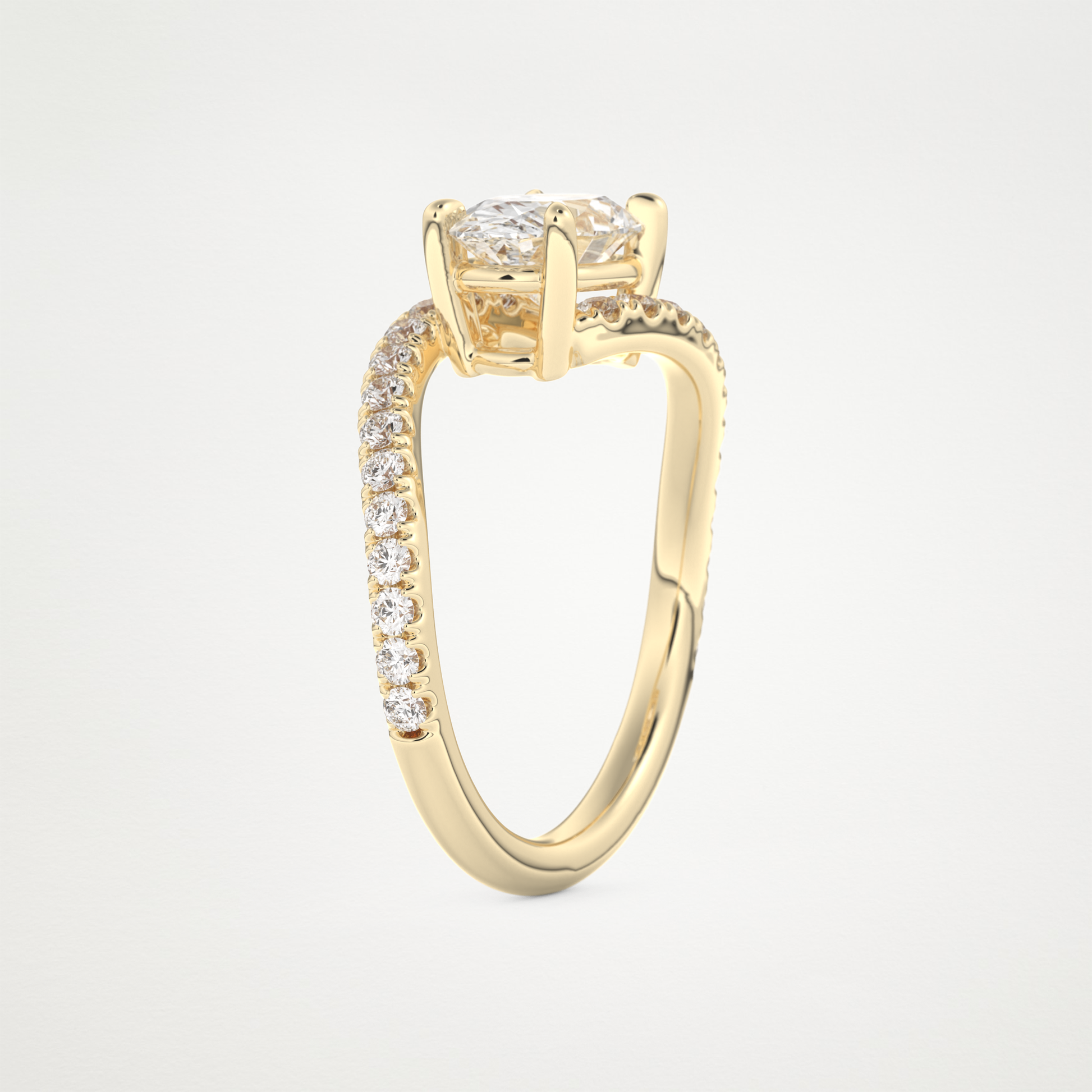 East West Oval Swirl & Pave Lab Grown Diamond Engagement Ring