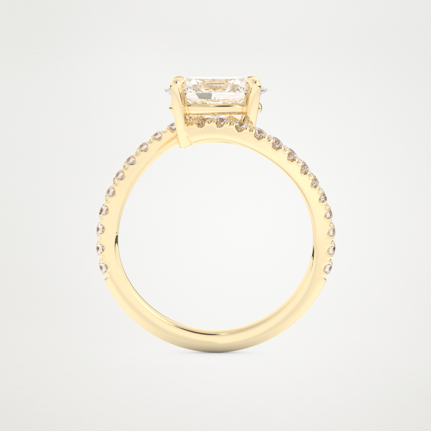 East West Oval Swirl & Pave Lab Grown Diamond Engagement Ring