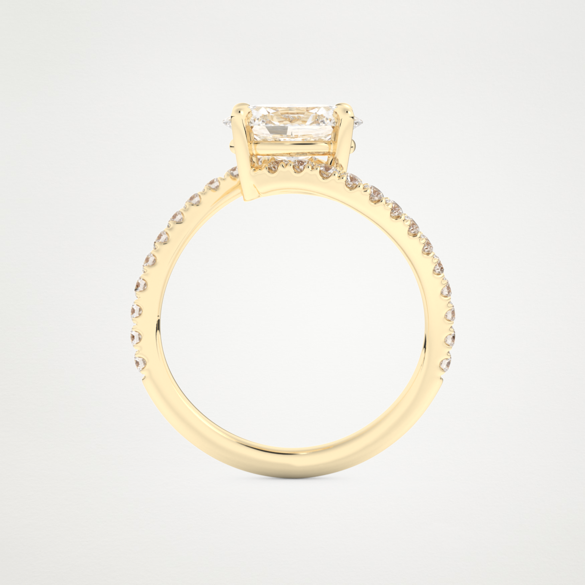 East West Oval Swirl & Pave Lab Grown Diamond Engagement Ring