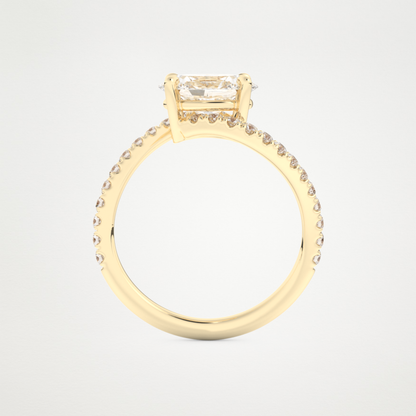 East West Oval Swirl & Pave Lab Grown Diamond Engagement Ring
