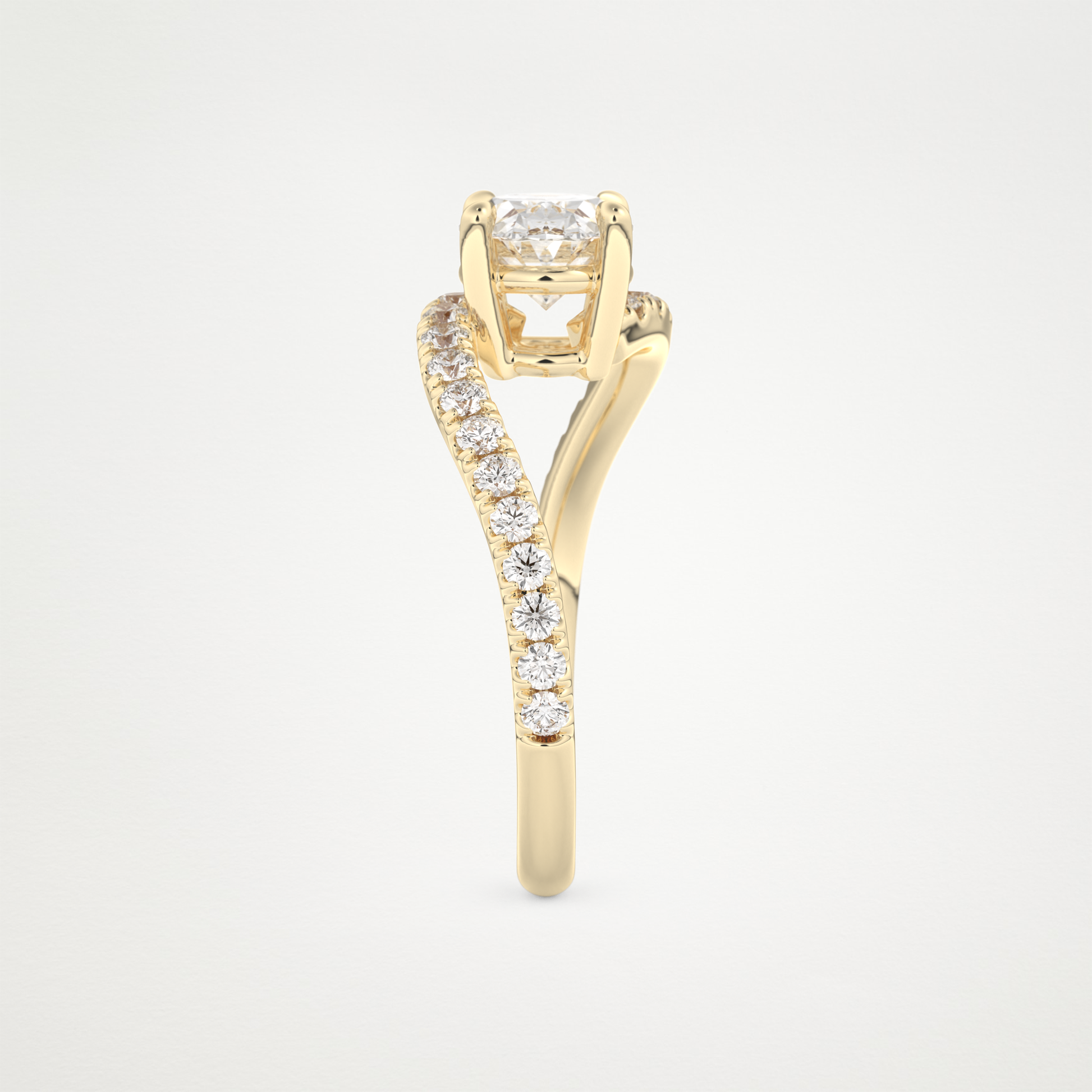 East West Oval Swirl & Pave Lab Grown Diamond Engagement Ring