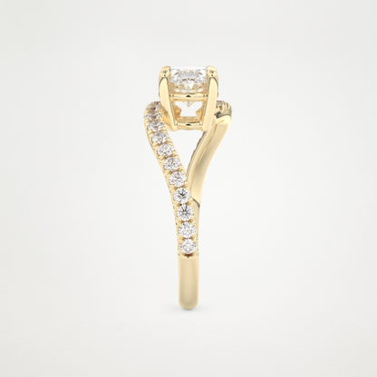 East West Oval Swirl & Pave Lab Grown Diamond Engagement Ring