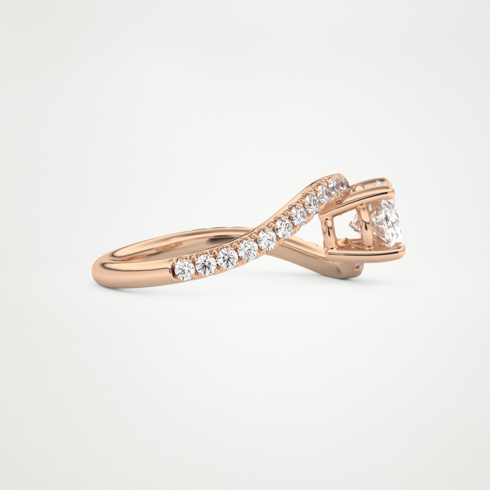 East West Oval Swirl & Pave Lab Grown Diamond Engagement Ring