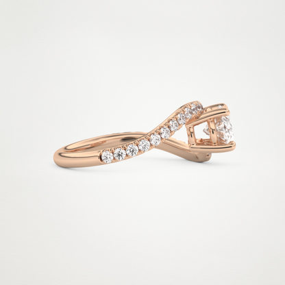 East West Oval Swirl & Pave Lab Grown Diamond Engagement Ring