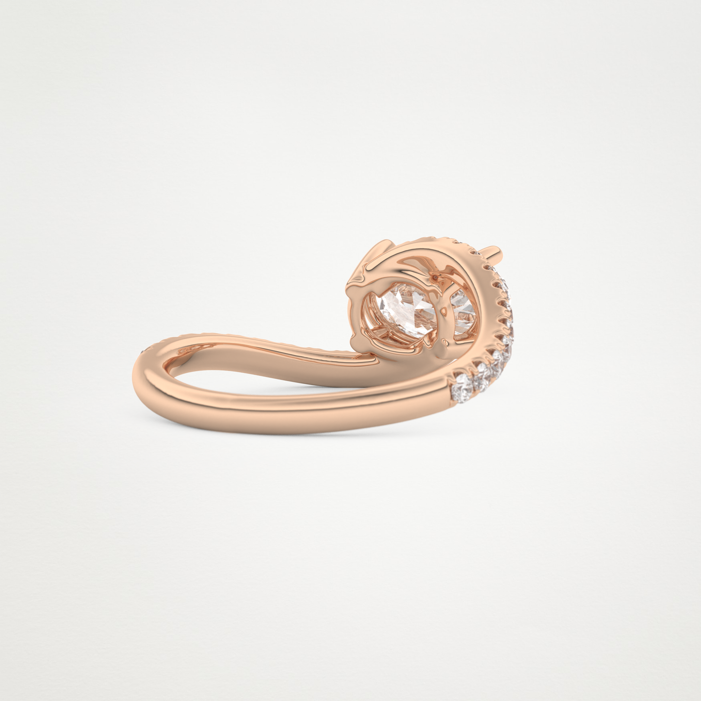 East West Oval Swirl & Pave Lab Grown Diamond Engagement Ring