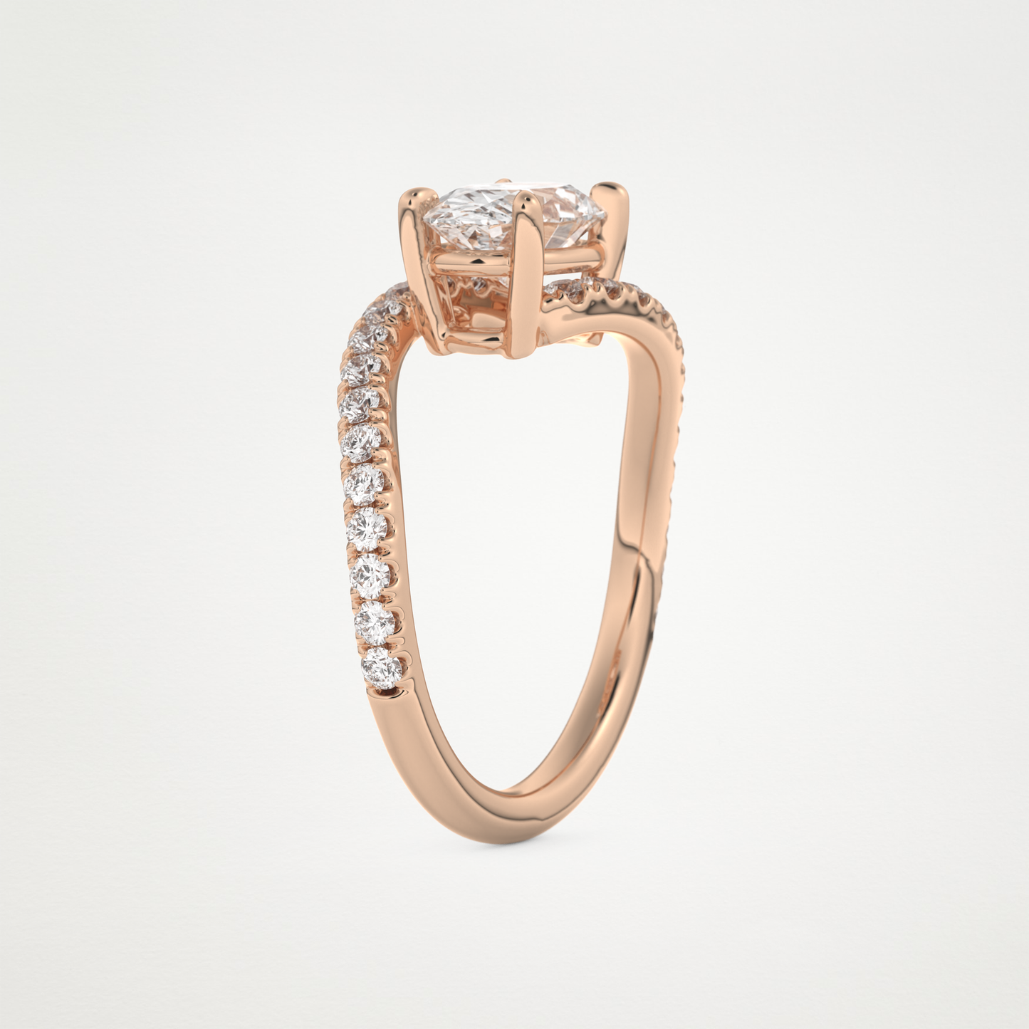 East West Oval Swirl & Pave Lab Grown Diamond Engagement Ring