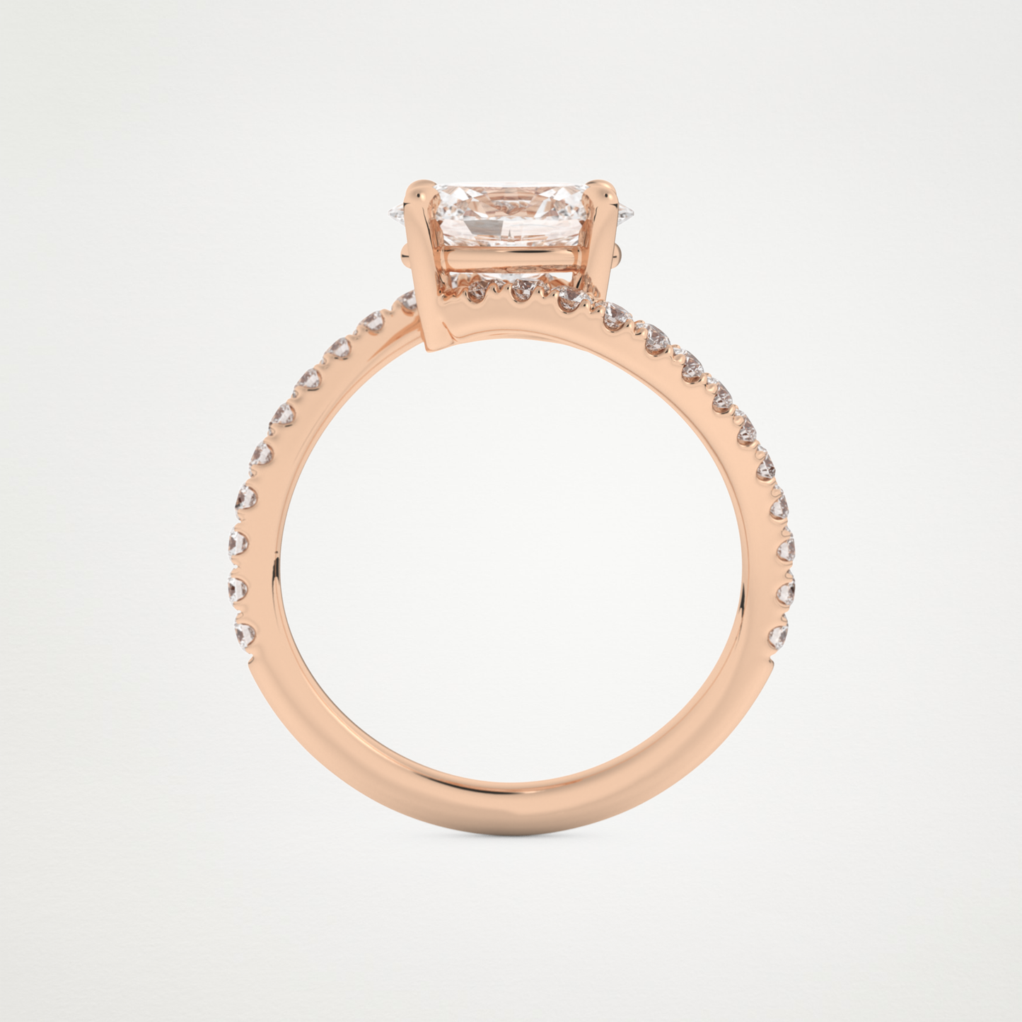 East West Oval Swirl & Pave Lab Grown Diamond Engagement Ring